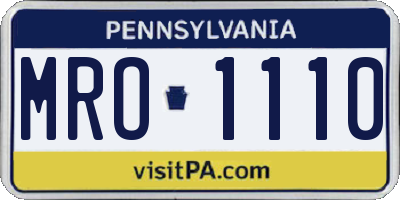 PA license plate MRO1110