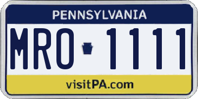 PA license plate MRO1111