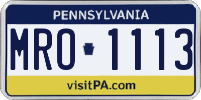 PA license plate MRO1113