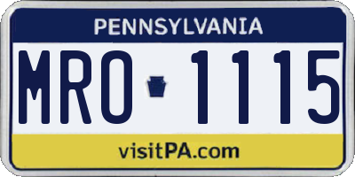 PA license plate MRO1115
