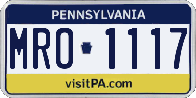 PA license plate MRO1117