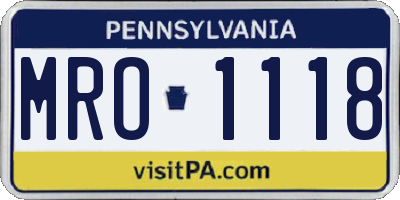 PA license plate MRO1118