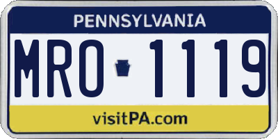 PA license plate MRO1119
