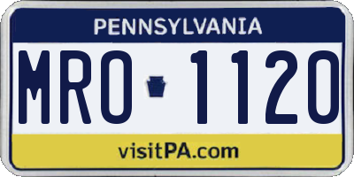 PA license plate MRO1120