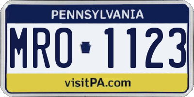 PA license plate MRO1123