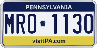 PA license plate MRO1130