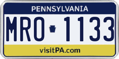 PA license plate MRO1133