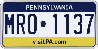 PA license plate MRO1137