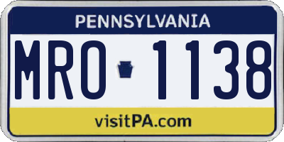 PA license plate MRO1138