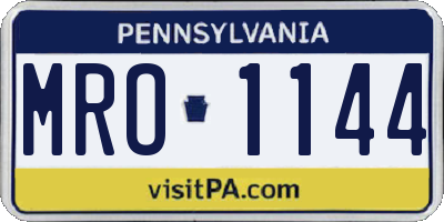 PA license plate MRO1144
