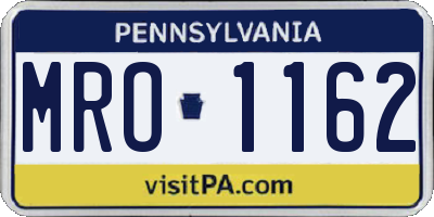 PA license plate MRO1162