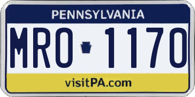PA license plate MRO1170