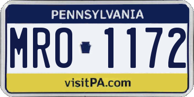 PA license plate MRO1172