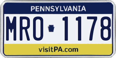 PA license plate MRO1178