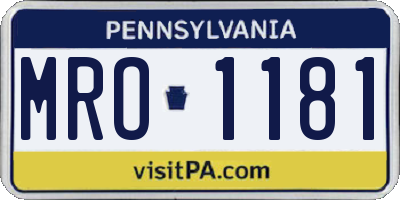 PA license plate MRO1181
