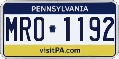 PA license plate MRO1192