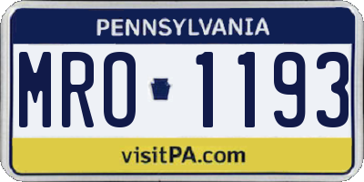 PA license plate MRO1193