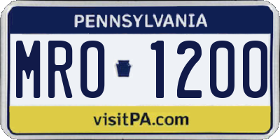 PA license plate MRO1200