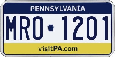 PA license plate MRO1201