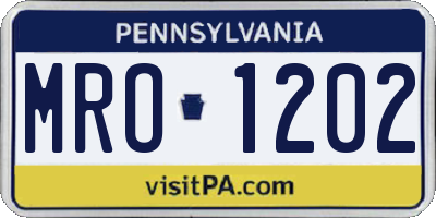 PA license plate MRO1202