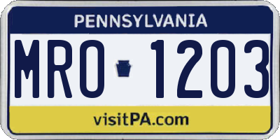 PA license plate MRO1203