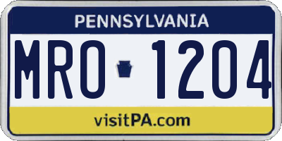 PA license plate MRO1204
