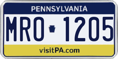 PA license plate MRO1205