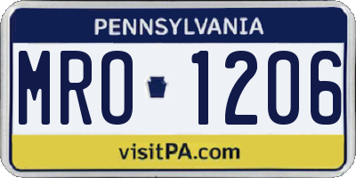 PA license plate MRO1206