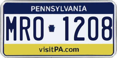 PA license plate MRO1208