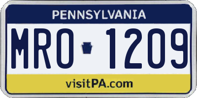 PA license plate MRO1209