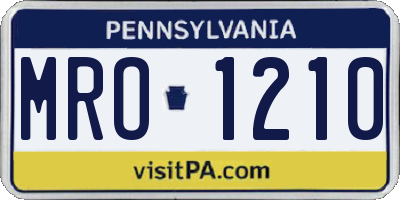 PA license plate MRO1210