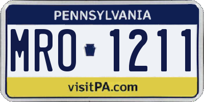 PA license plate MRO1211