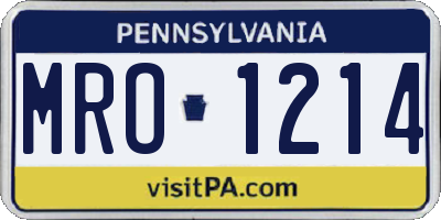 PA license plate MRO1214