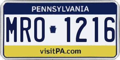 PA license plate MRO1216