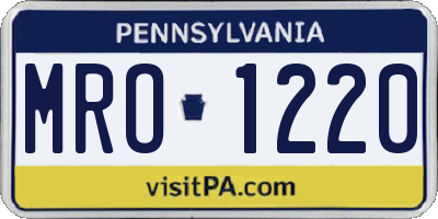 PA license plate MRO1220