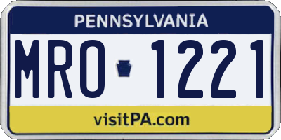 PA license plate MRO1221