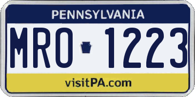 PA license plate MRO1223