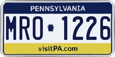 PA license plate MRO1226
