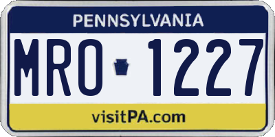 PA license plate MRO1227