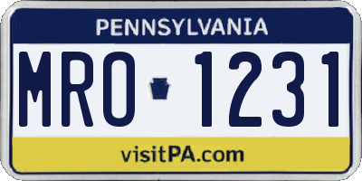 PA license plate MRO1231