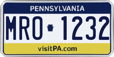 PA license plate MRO1232