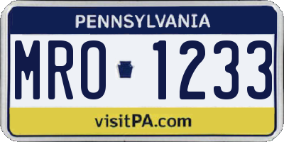 PA license plate MRO1233