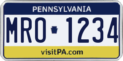 PA license plate MRO1234