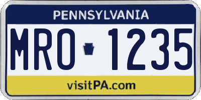 PA license plate MRO1235