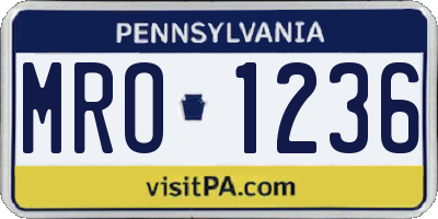 PA license plate MRO1236
