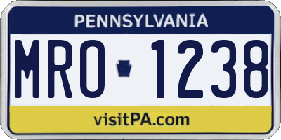 PA license plate MRO1238