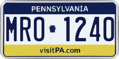 PA license plate MRO1240