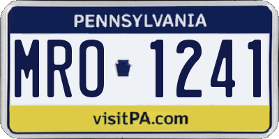 PA license plate MRO1241