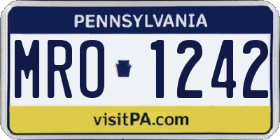 PA license plate MRO1242