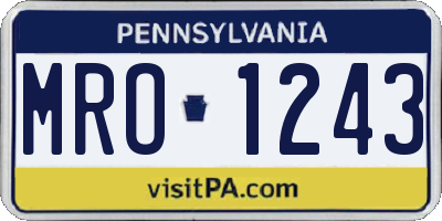 PA license plate MRO1243